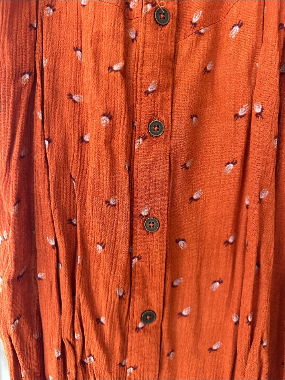 Rust Off-the-Shoulder Button-Front Dress - Picture 3 of 3